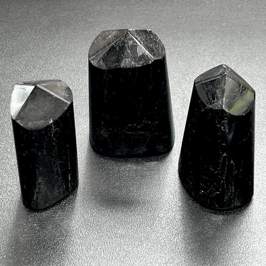 Black Tourmaline Point Tower Carving Gemstone Statue Home Decor Supply Amazing Crystals