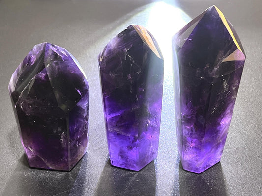 Large Extra Quality Dark Amethyst Crystal Faceted Scepter Point Standing Tower Staff Wand Amazing Crystals