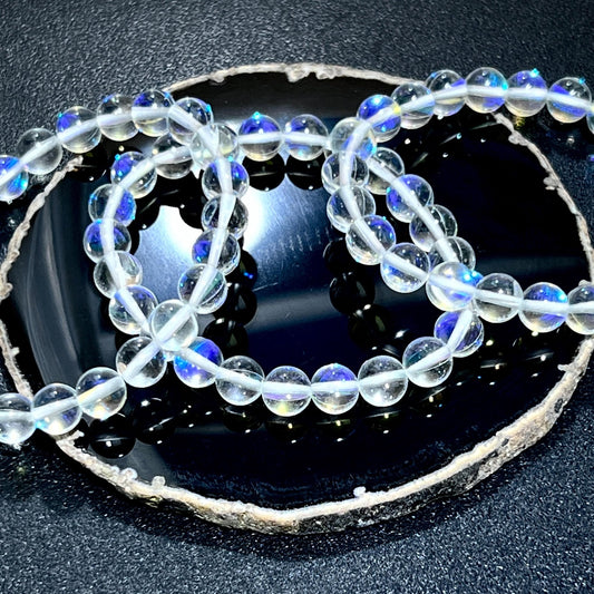 Mermaid Ocean Glowing Glass Stretch Bracelet (8mm Beads) Jewelry Supply Amazing Crystals