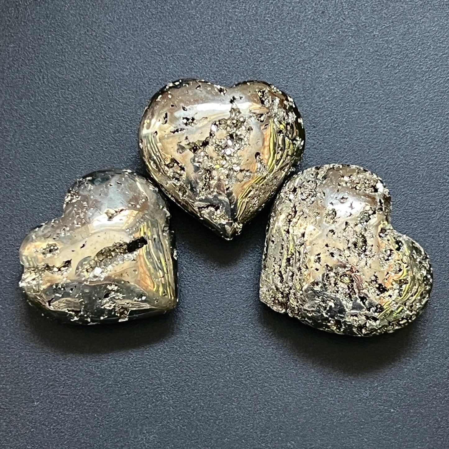Large Iron Pyrite Druzy Crystal Puffy Heart Polished Carving Wholesale Fools Gold - Solar Luxe Metaphysical Store