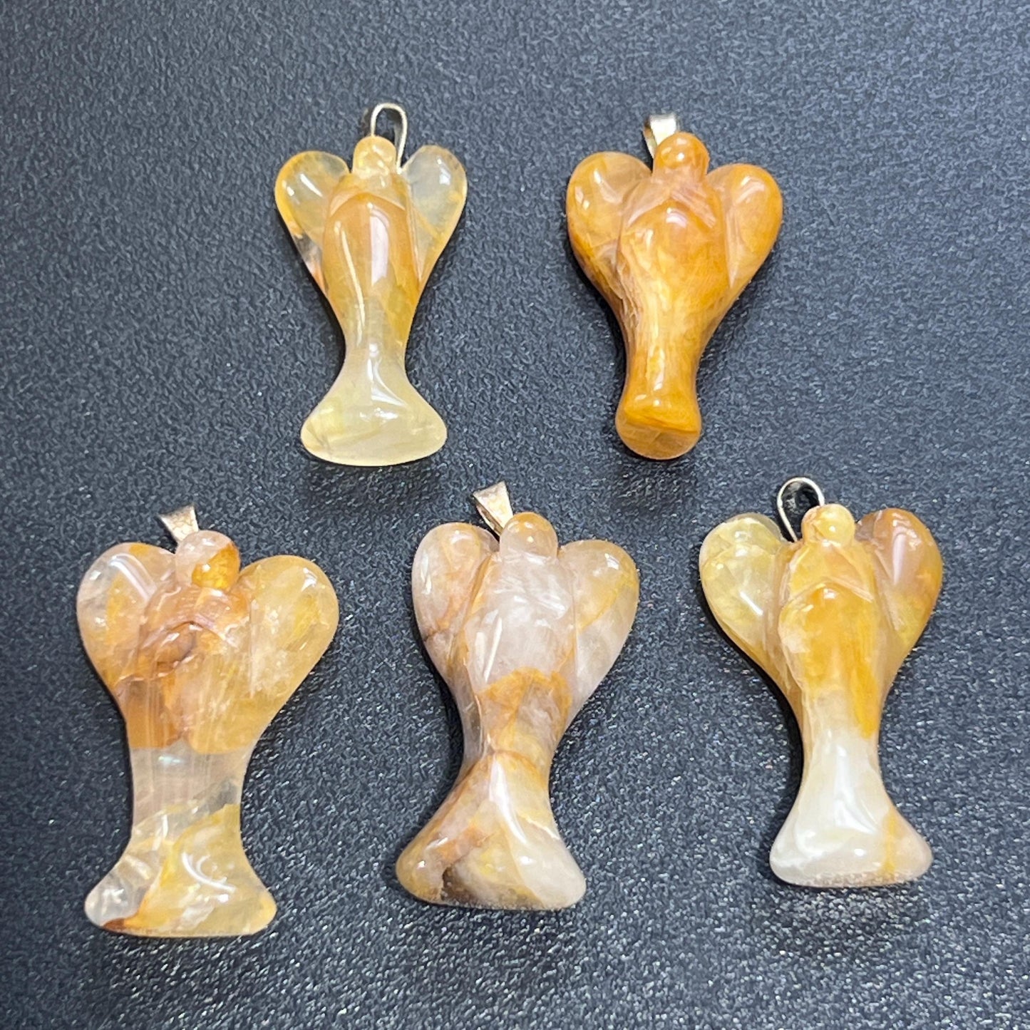 Golden Healer Quartz Angel Pendant (Silver Bail) Gemstone Jewelry Necklace Supply Amazing Crystals