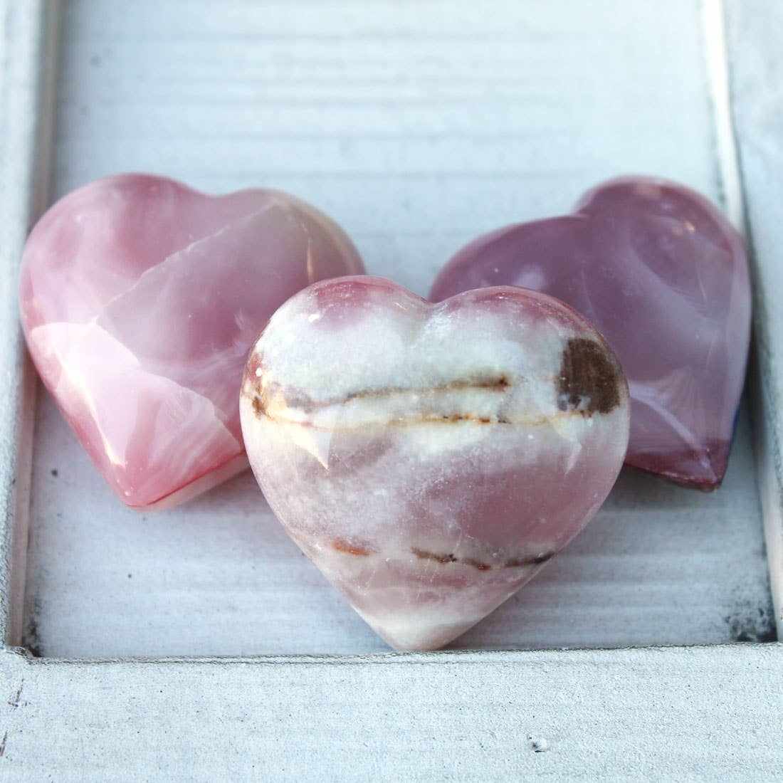 Pink Onyx Heart Crystal – 1.5" Polished Stone for Love, Healing & Décor Sacred Crystals