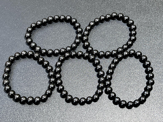 Black Shungite Bead Stretch Bracelet (8mm Beads) Gemstone Jewelry Supply Amazing Crystals