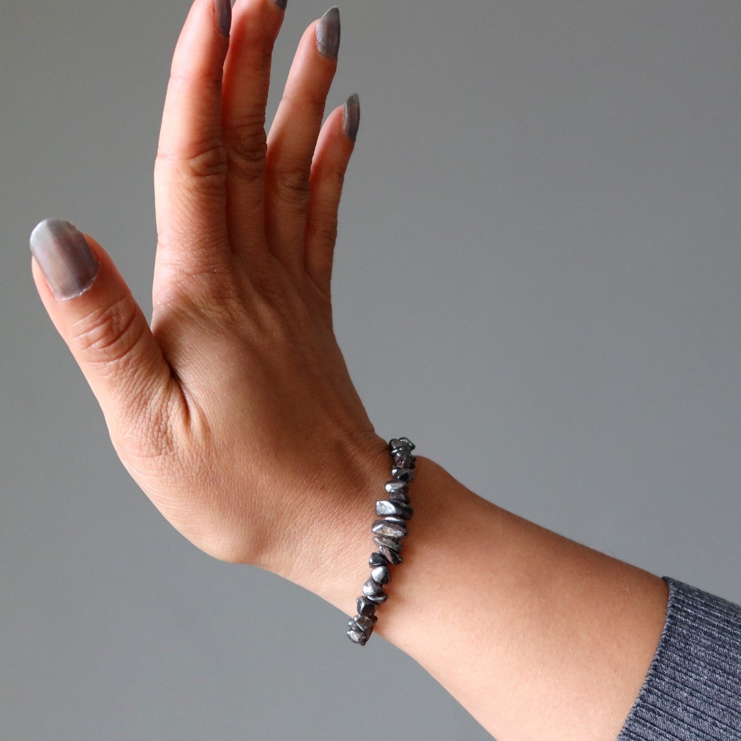 Hematite Bracelet Charming Silver Crystal Satin Crystals