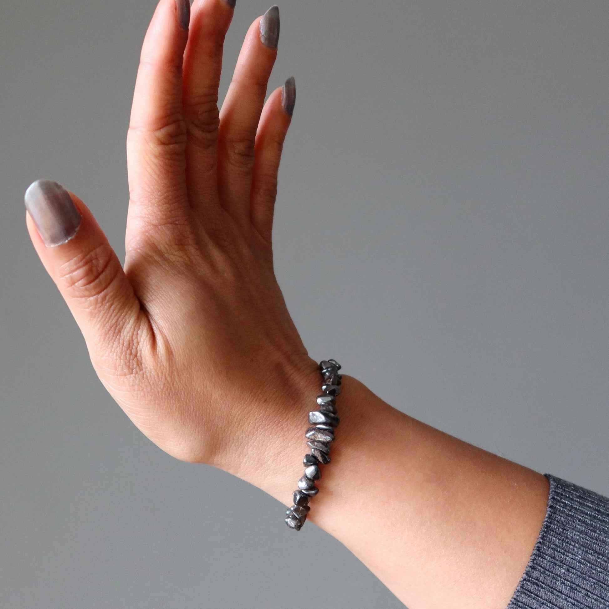 Hematite Bracelet Charming Silver Crystal Satin Crystals