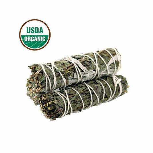 Mugwort and White Sage Organic Smudge Stick (4 in.) Sacred Crystals