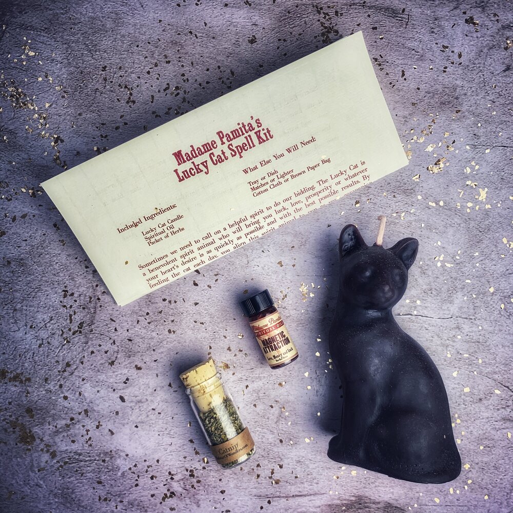Lucky Cat Candle Spell Kit Parlour of Wonders