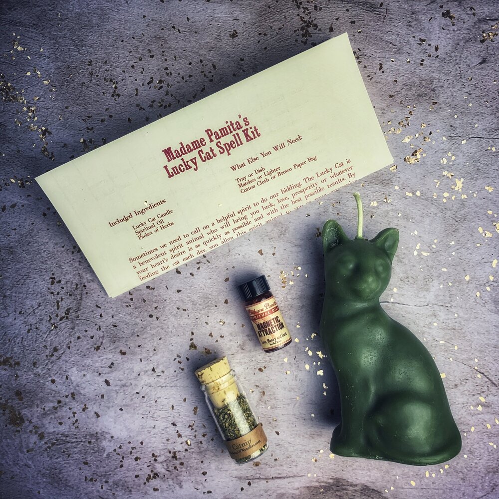 Lucky Cat Candle Spell Kit Parlour of Wonders