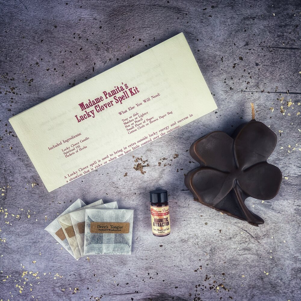 Lucky Clover Candle Spell Kit Parlour of Wonders