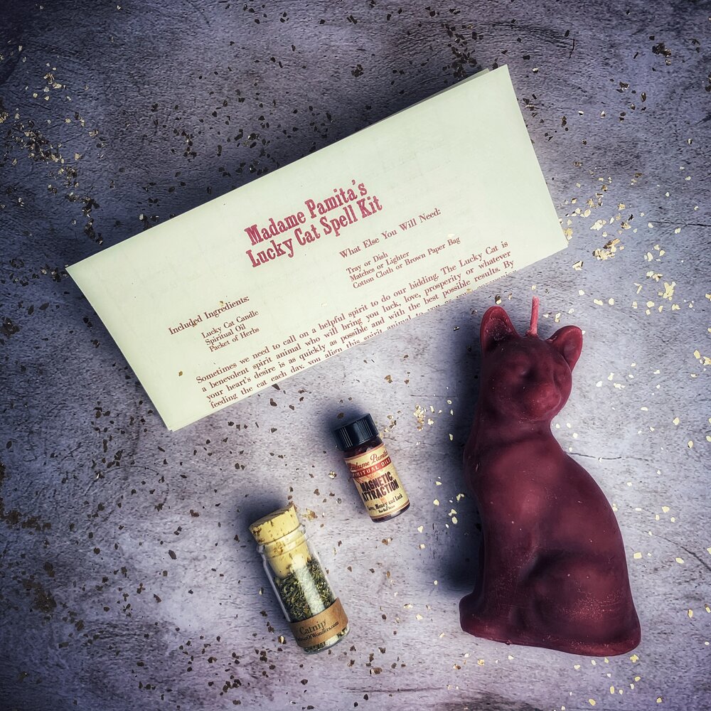 Lucky Cat Candle Spell Kit Parlour of Wonders