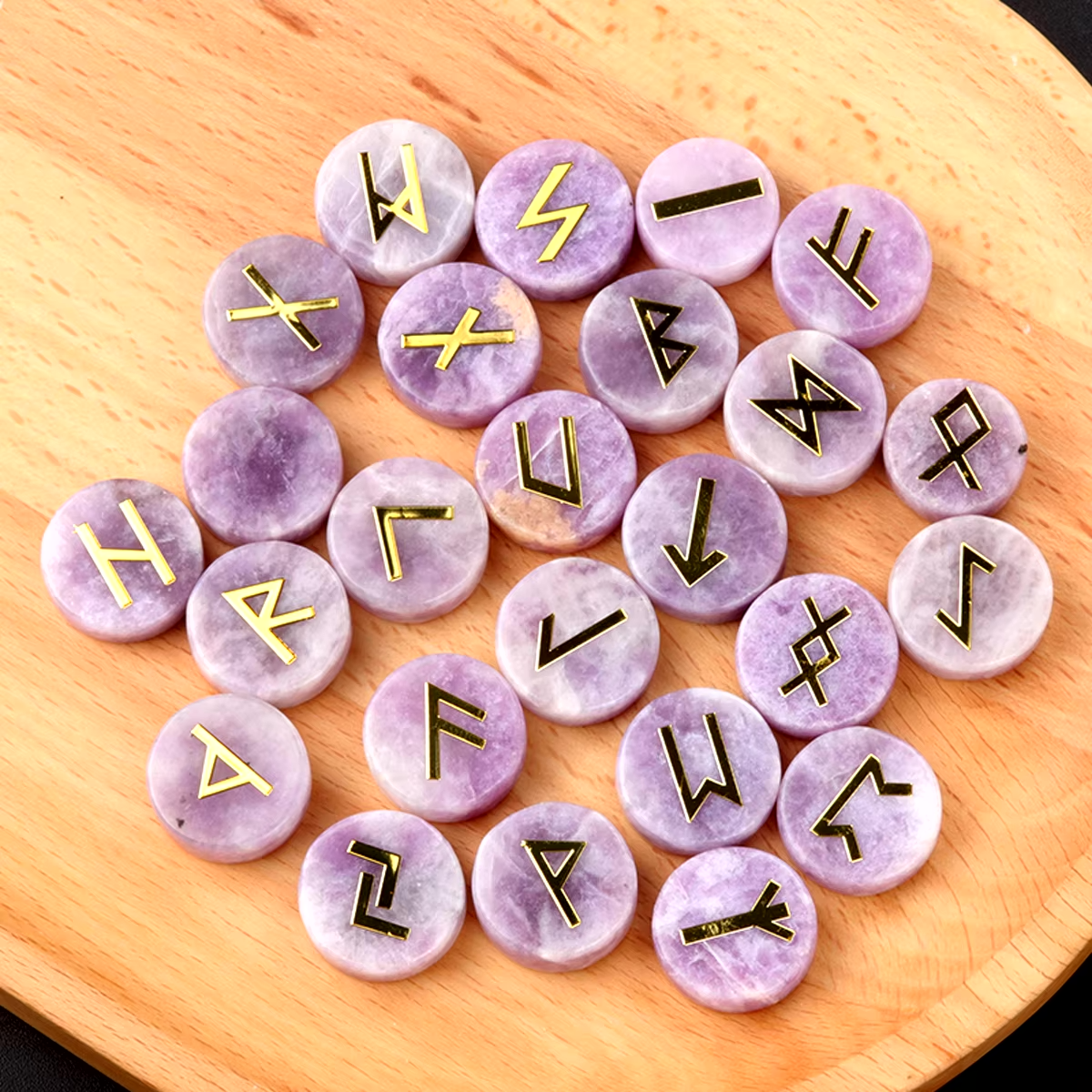 Round Crystal Runes Green Witch Creations