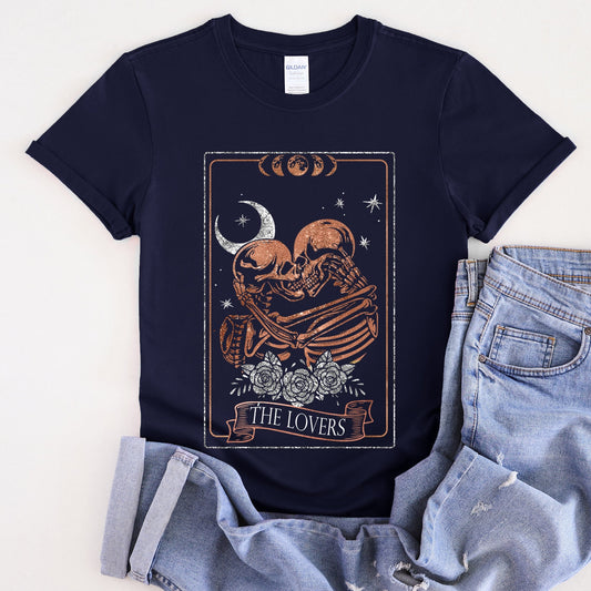 The Lovers Tarot, Moon, Skeletons, Mystical, Magic, Super Soft Tshirt, Valentine's Day Refinery No. 1